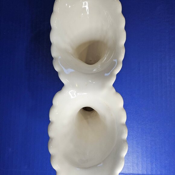 Abingdon White Double Cornucopia Flower Vase Made in USA - Picture 3 of 10